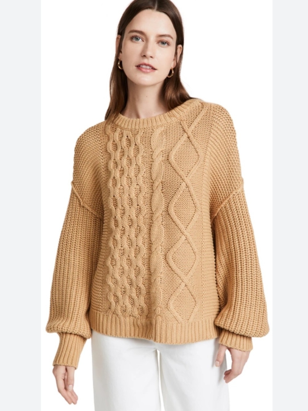 Dream Cable Crew Sweater in Classic Camel